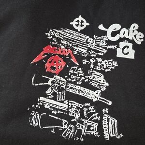 Cake Cannabis Hello Kitty Black Hoodie Sweater with Red and White Graphics